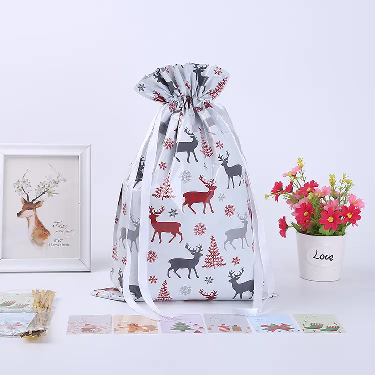 High quality waterproof drawstring bag customisable designer drawstring bags custom string backpack for Christmas
