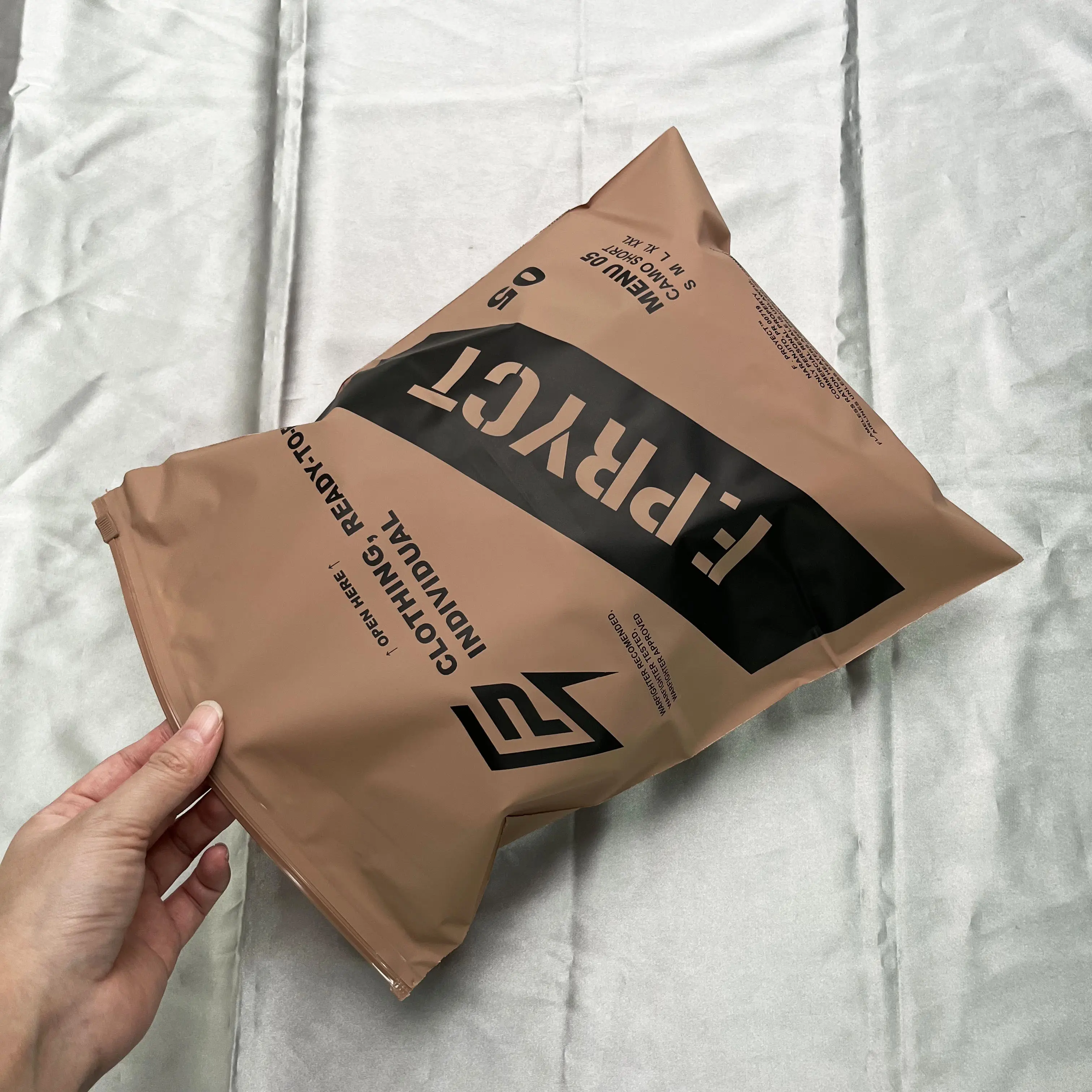 Personalized logo printed brown zipper bag for you