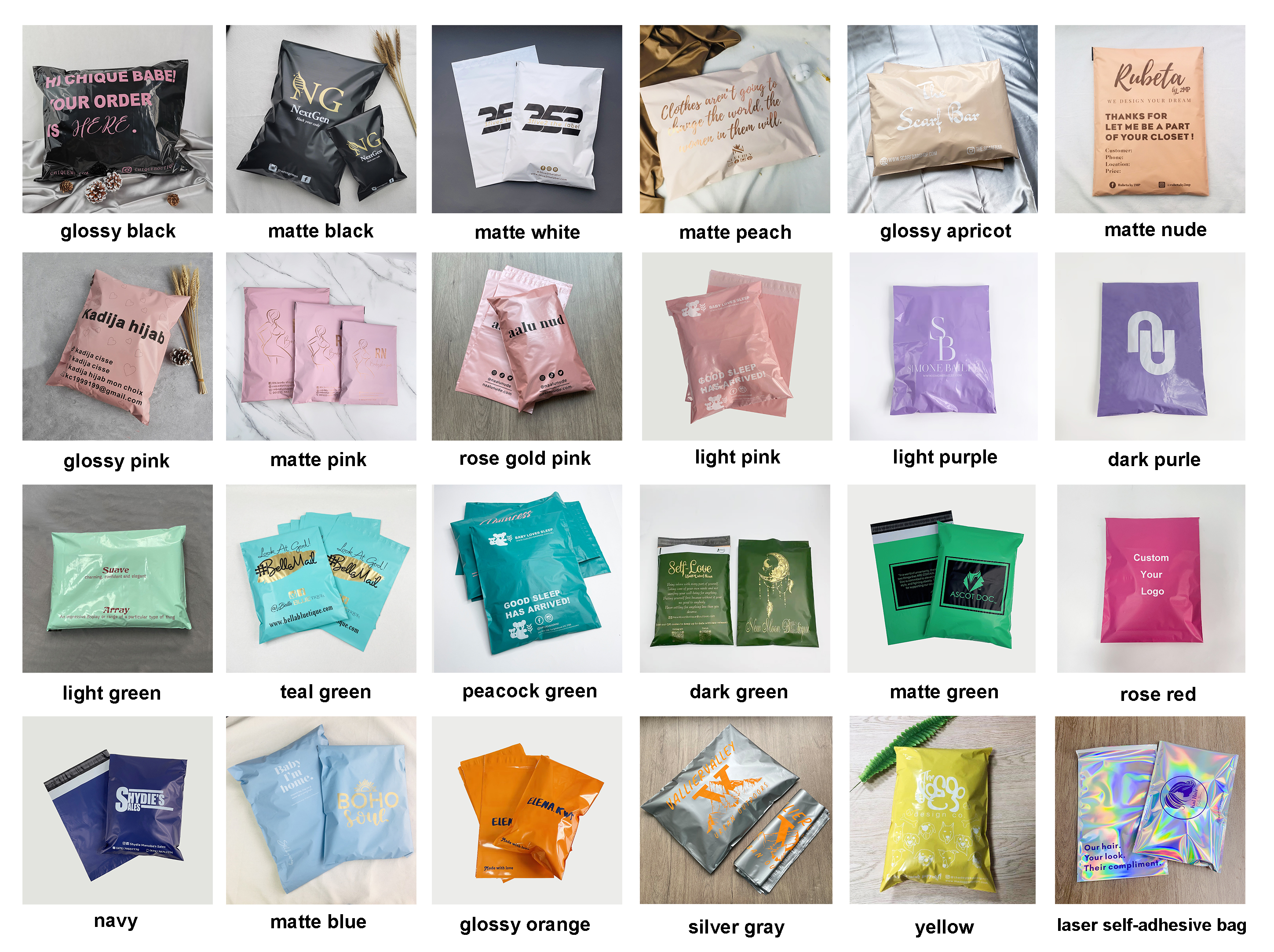 Matte pink poly mailer express shipping bags with logo custom
