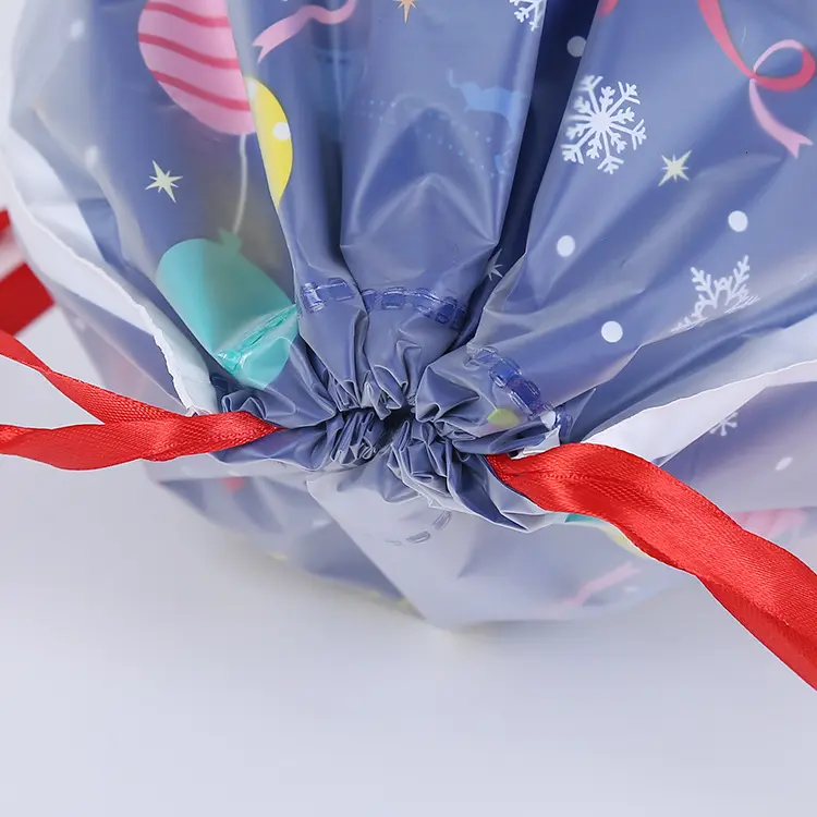 Large Christmas Santa Gift Bags Polyester Fabric Xmas Candy Packaging Christmas Drawstring Gift Bags for Party