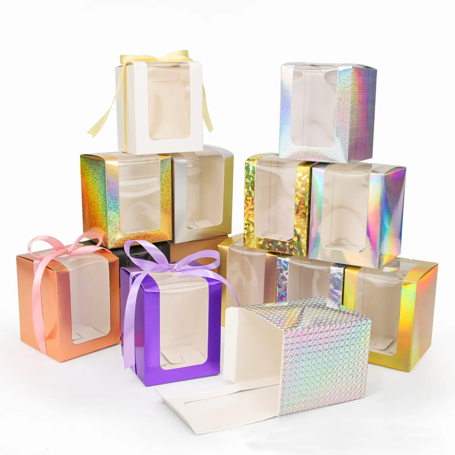 8x8x10cm pvc window paper box facial cream candy packaging gift boxes for small business